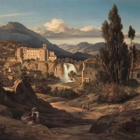 Ernst_Fries - Le cascate del Liri vicino Isola di Sora 1830
