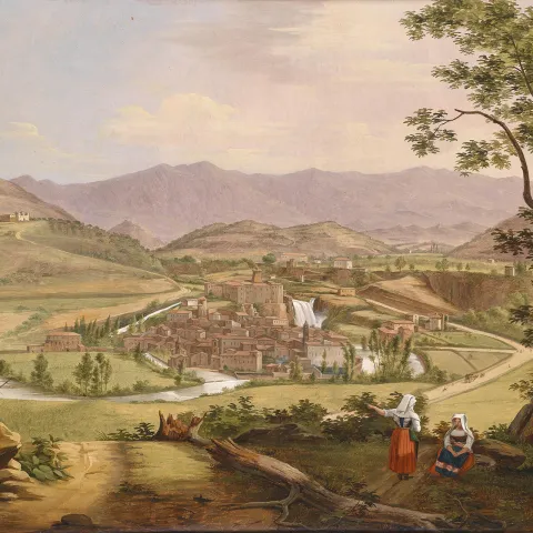 Ignoto - Veduta delle Cascate del Liri nei pressi di Isola di Sora vicino Caserta - metà '800