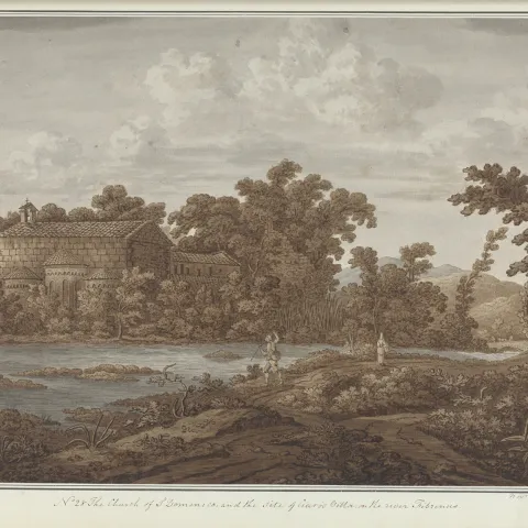 Richard Colt Hoare - La chiesa di S. Domenico e il luogo della villa di Cicerone, sul fiume Fibreno 1790